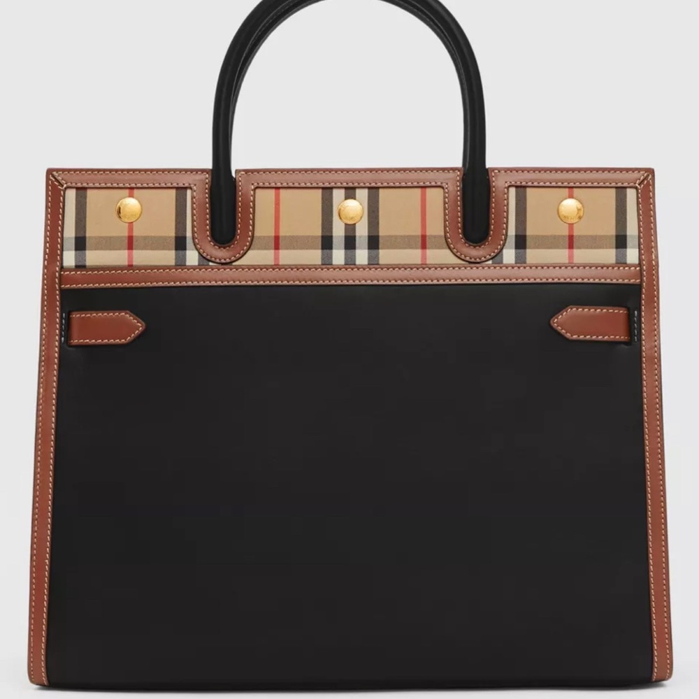 New Small Leather and Vintage Check Two-handle Title Bag Burberry shoulder bag